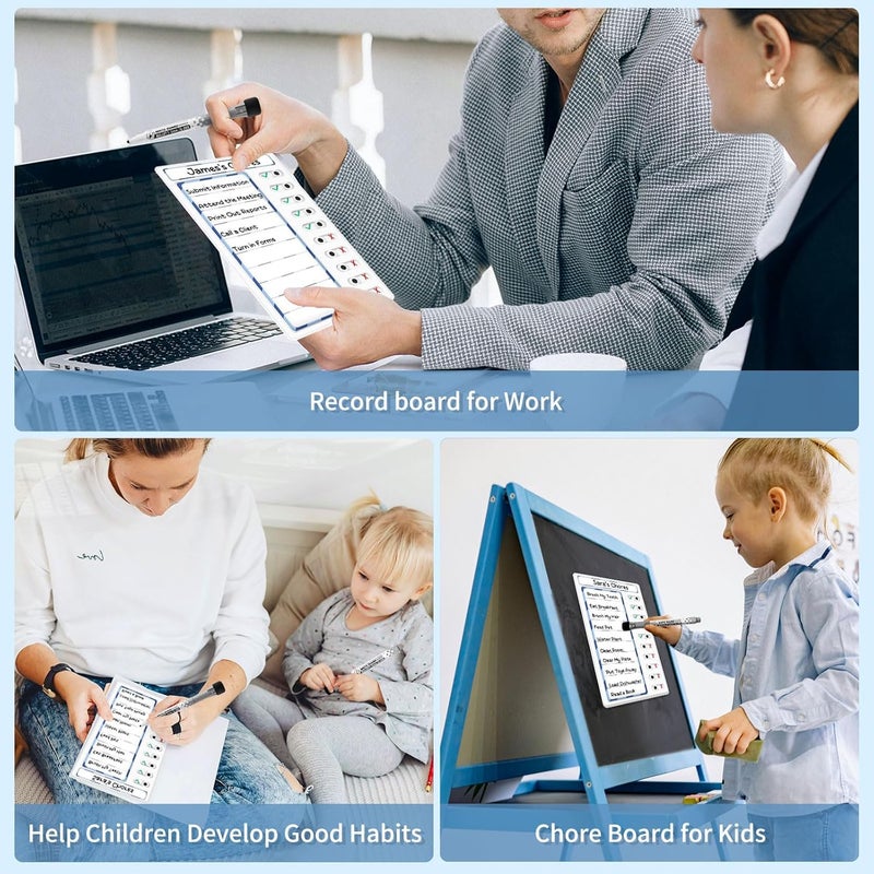 Jupyn 4-in-1 Chore Chart: Dry Erase My Chores Slider Chart, Magnetic Visual Schedule for Fridge, Kids Daily Checklist - ADHD Tools: To-Do List and Routine Chart (Blue 4-Pack) - Image 5